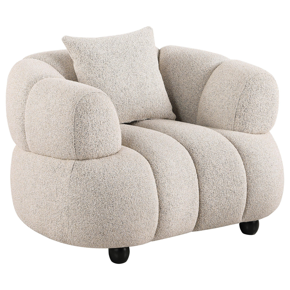 Whitney Pebble Channel Tufted Boucle Upholstered Sofa, Loveseat and Chair from Coaster - Luna Furniture