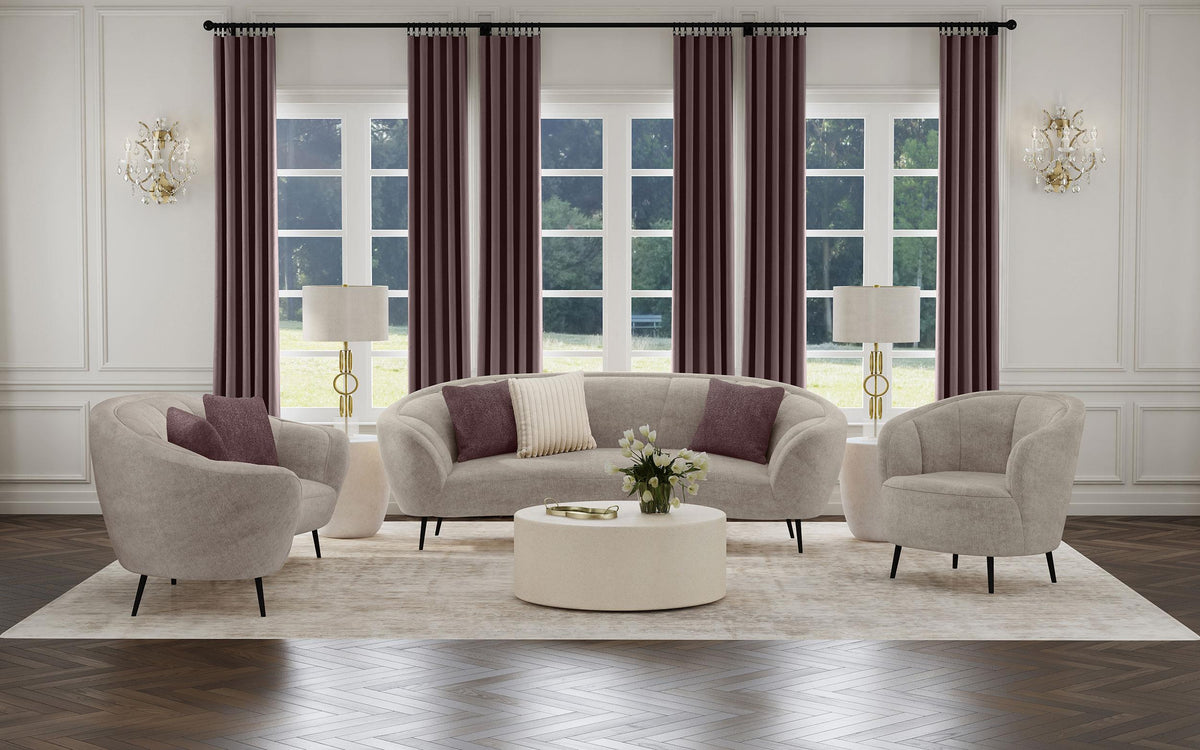 Ellorie Beige 3-Piece Upholstered Curved Sofa Set from Coaster - Luna Furniture
