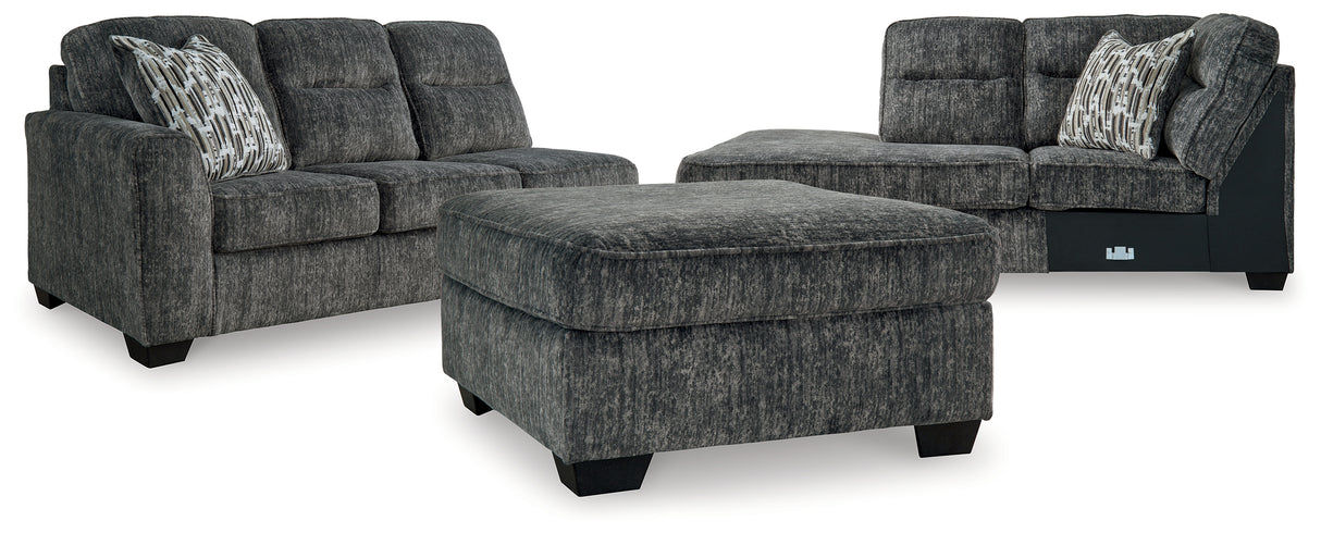 Lonoke Gunmetal 2-Piece Sectional with Ottoman from Ashley - Luna Furniture