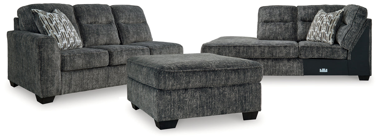 Lonoke Gunmetal 2-Piece Sectional with Ottoman from Ashley - Luna Furniture