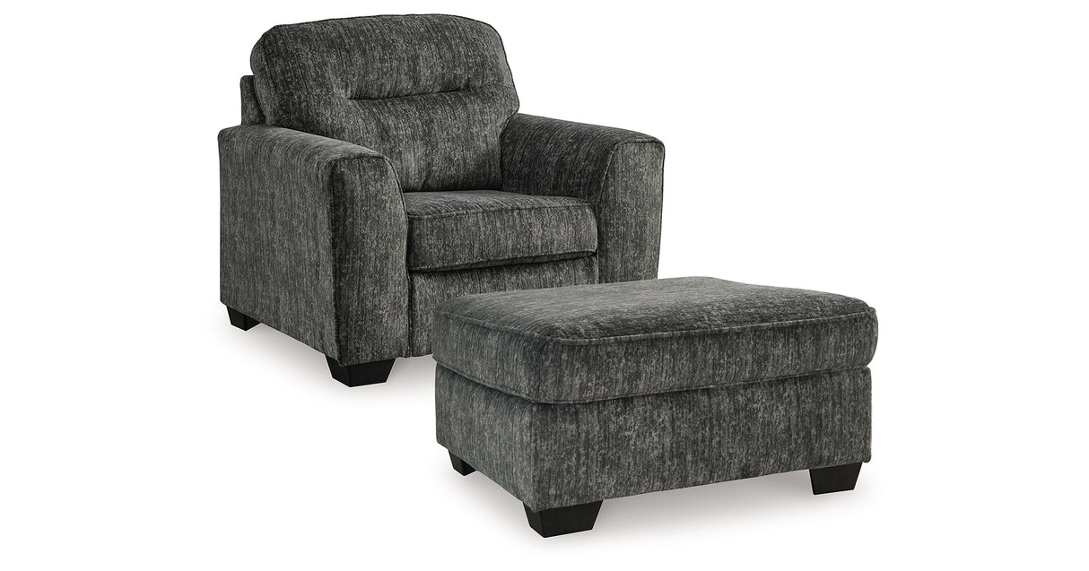 Lonoke Gunmetal Chair and Ottoman from Ashley - Luna Furniture