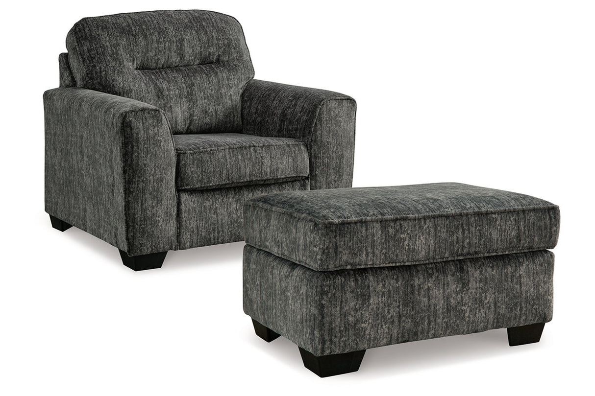 Lonoke Gunmetal Oversized Chair and Ottoman from Ashley - Luna Furniture
