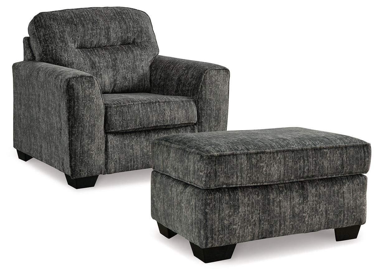 Lonoke Gunmetal Oversized Chair and Ottoman from Ashley Furniture - Luna Furniture
