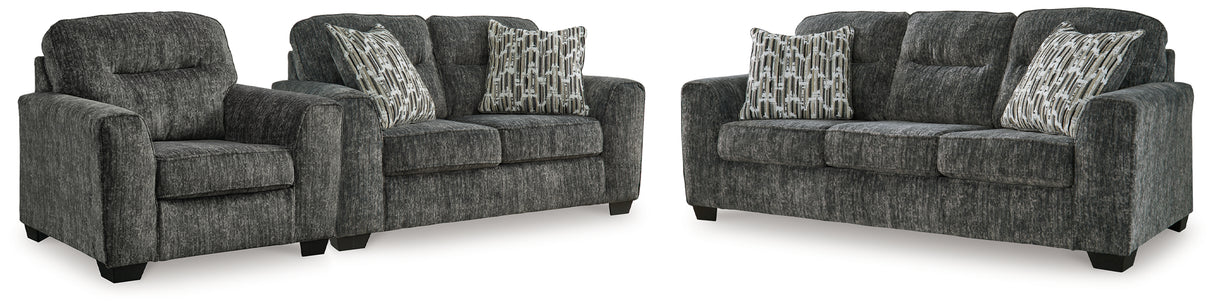Lonoke Gunmetal Sofa, Loveseat and Oversized Chair from Ashley - Luna Furniture