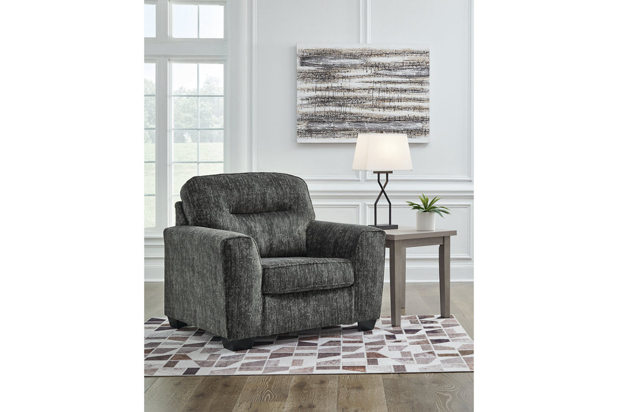 Lonoke Gunmetal Oversized Chair and Ottoman from Ashley - Luna Furniture
