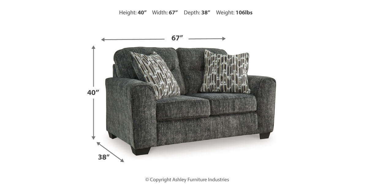 Lonoke Gunmetal 2 Loveseats and Chair from Ashley Furniture - Luna Furniture