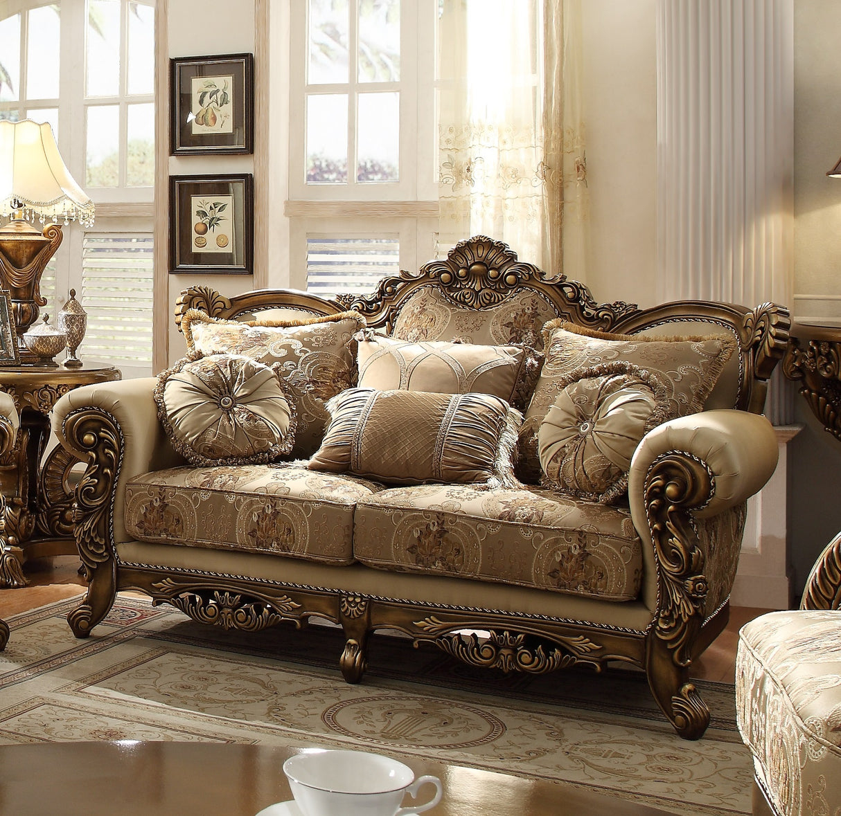 HD-506 Metallic Antique Gold/Perfect Brown Loveseat from Homey Design - Luna Furniture