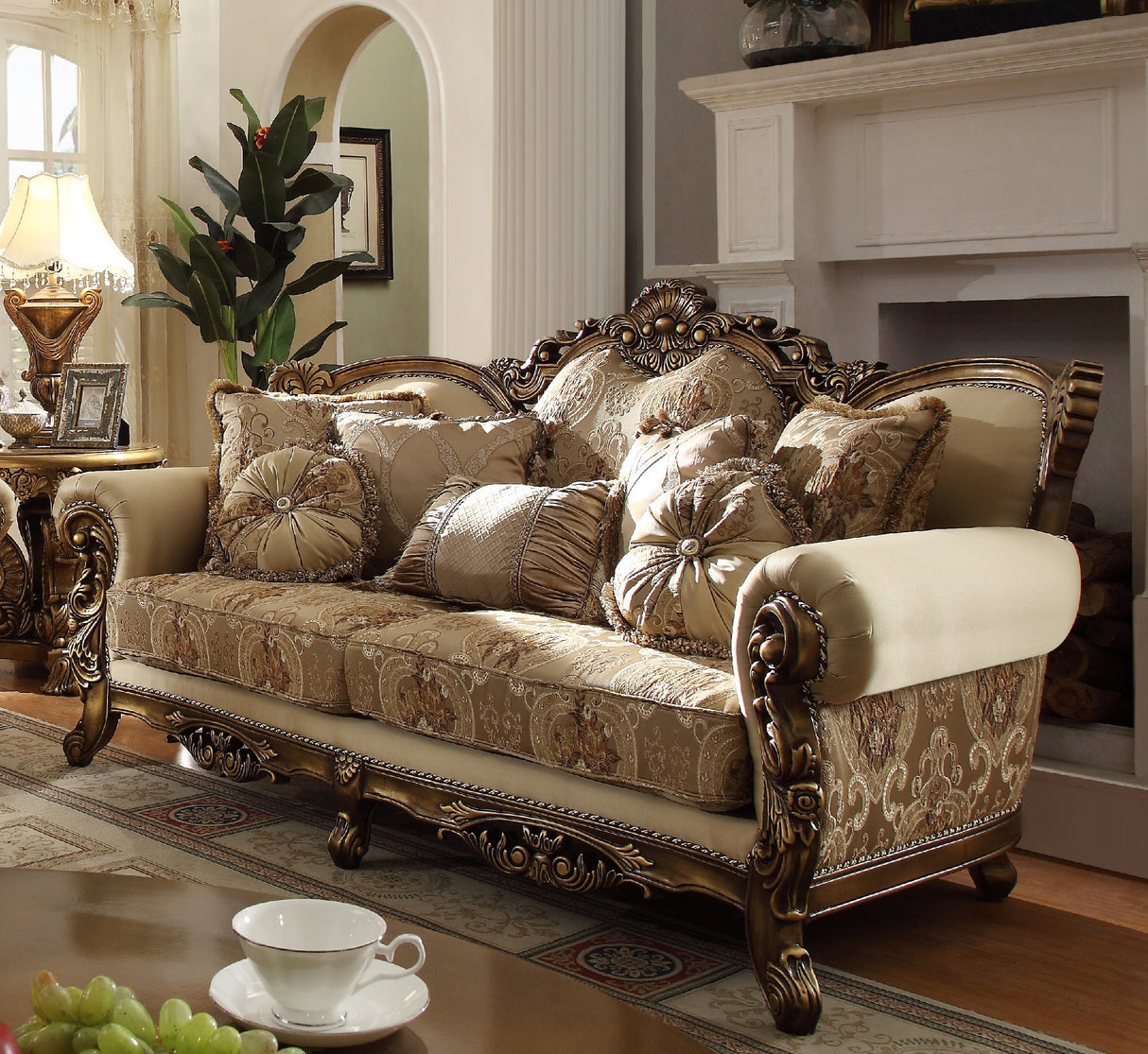 HD-506 Metallic Antique Gold/Perfect Brown Sofa from Homey Design - Luna Furniture