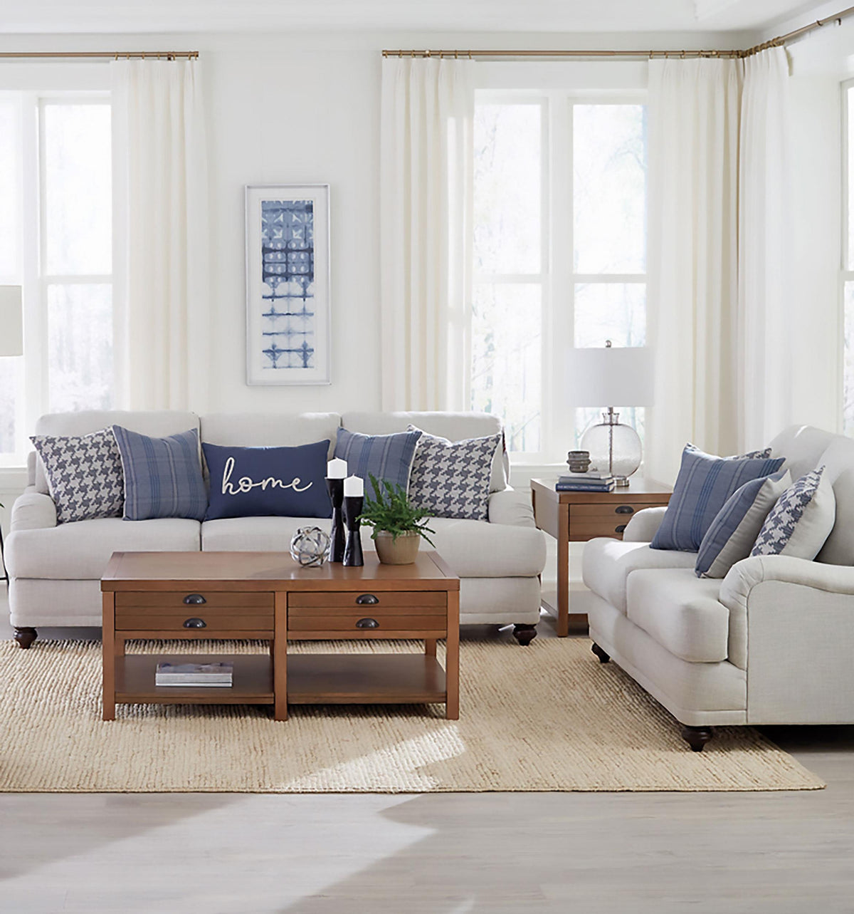 Glenn Light Gray 2-Piece Recessed Arms Living Room Set from Coaster - Luna Furniture