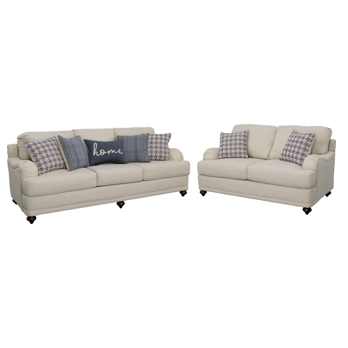 Glenn Light Gray 2-Piece Recessed Arms Living Room Set from Coaster - Luna Furniture