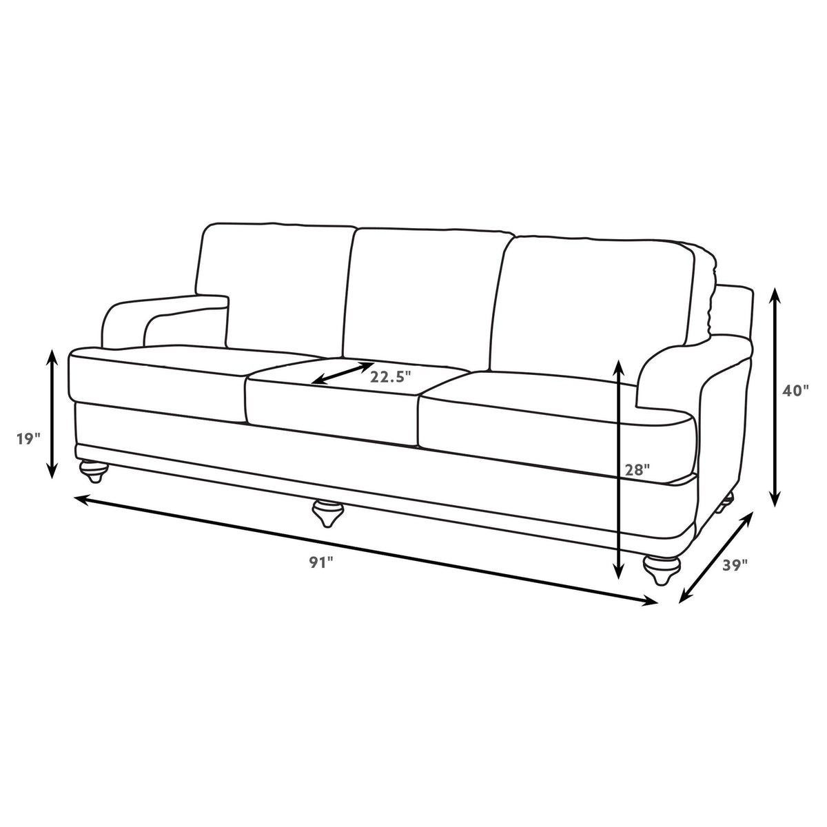 Glenn Light Gray 2-Piece Recessed Arms Living Room Set from Coaster - Luna Furniture