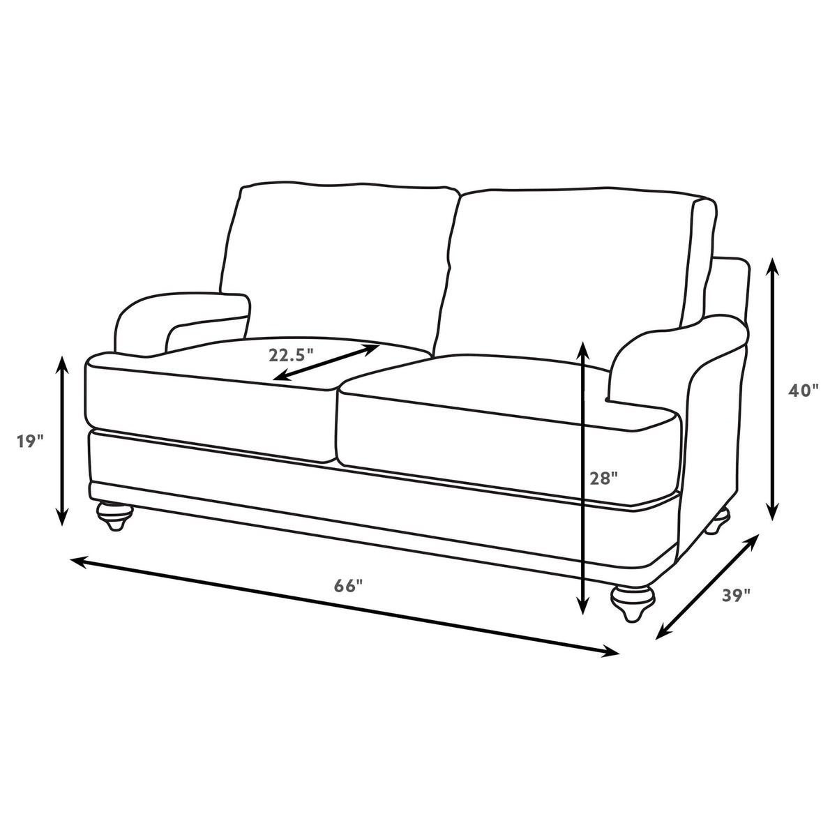 Glenn Light Gray 2-Piece Recessed Arms Living Room Set from Coaster - Luna Furniture