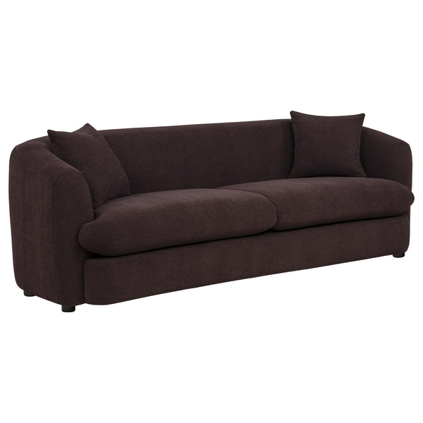 Delroy Aubergine Polyester Upholstery 3-Seat Stationary Sofa