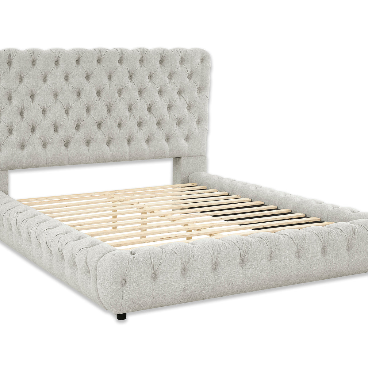 Flory Dove Queen Upholstered Platform Bed Luna Furniture