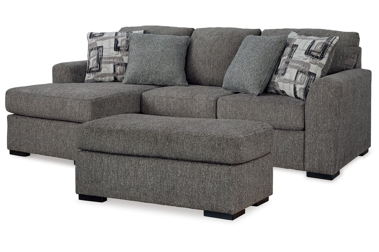 Gardiner Pewter Sofa Chaise and Ottoman from Ashley - Luna Furniture