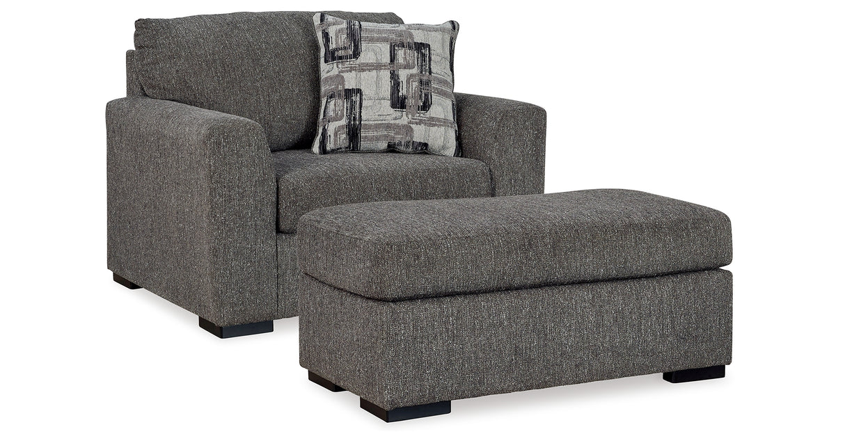 Gardiner Chair and Ottoman in Pewter from Ashley Furniture - Luna Furniture