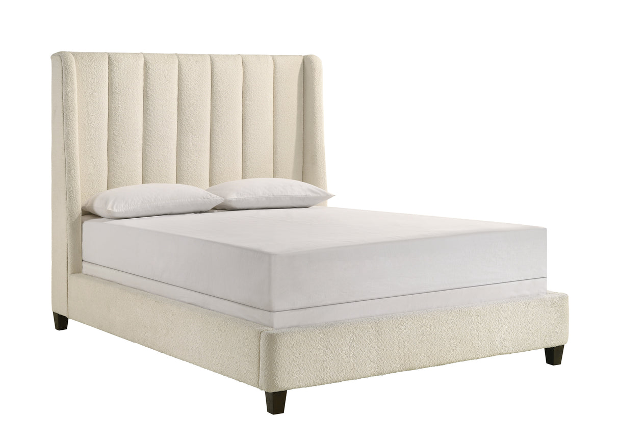 Agnes White Boucle Queen Upholstered Bed