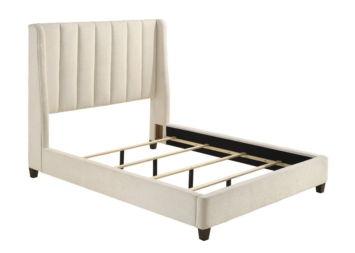 Agnes White Boucle Queen Upholstered Bed