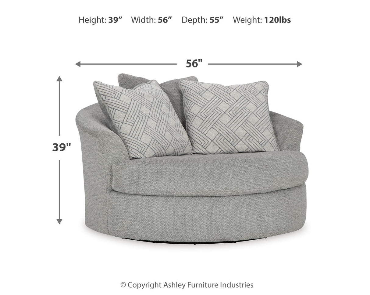 Casselbury Cement Oversized Swivel Chair and Ottoman from Ashley Furniture - Luna Furniture