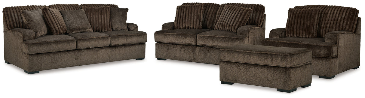 Aylesworth Chocolate Sofa, Loveseat, Chair and Ottoman from Ashley - Luna Furniture