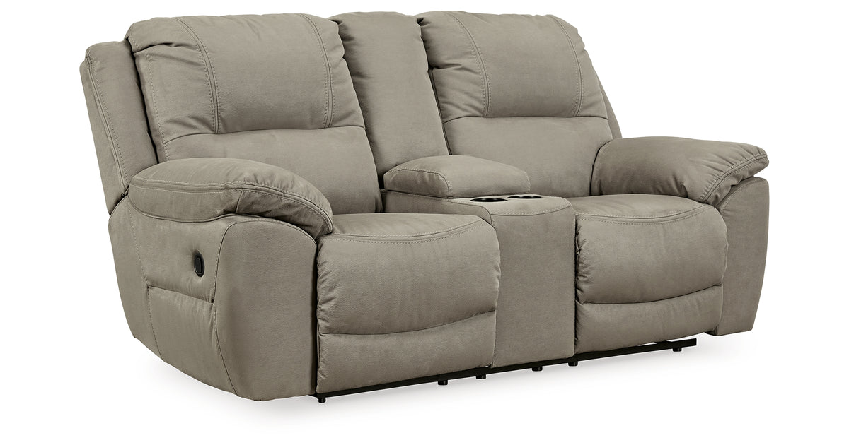 Next-Gen Gaucho Putty Reclining Loveseat with Console from Ashley Furniture - Luna Furniture