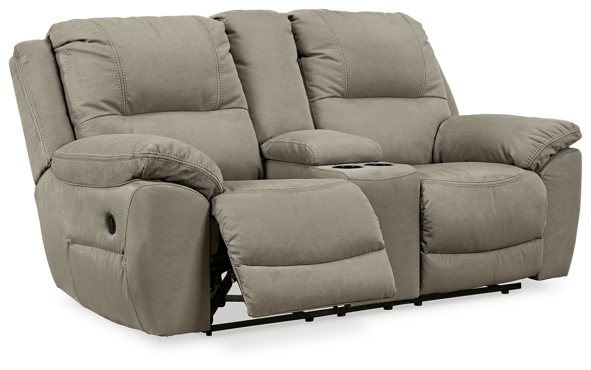 Next-Gen Gaucho Putty Reclining Loveseat with Console from Ashley Furniture - Luna Furniture