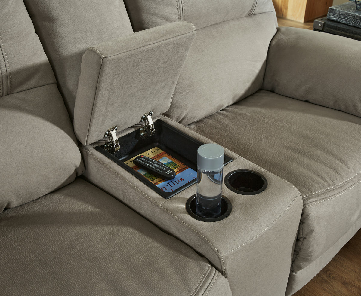 Next-Gen Gaucho Putty Reclining Loveseat with Console from Ashley Furniture - Luna Furniture