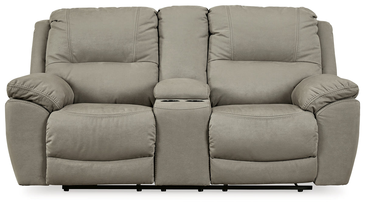 Next-Gen Gaucho Putty Reclining Loveseat with Console from Ashley Furniture - Luna Furniture