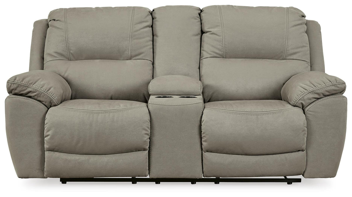 Next-Gen Gaucho Putty Power Reclining Loveseat with Console from Ashley Furniture - Luna Furniture