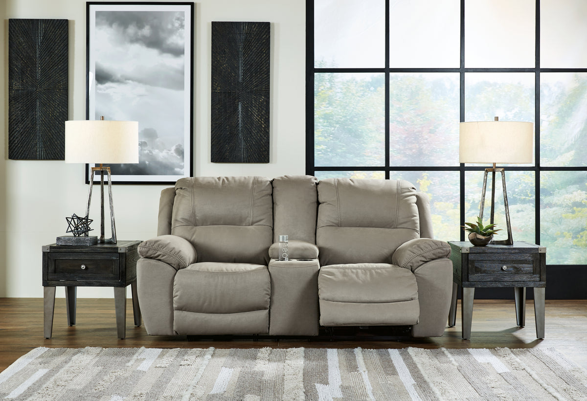 Next-Gen Gaucho Putty Reclining Loveseat with Console from Ashley Furniture - Luna Furniture