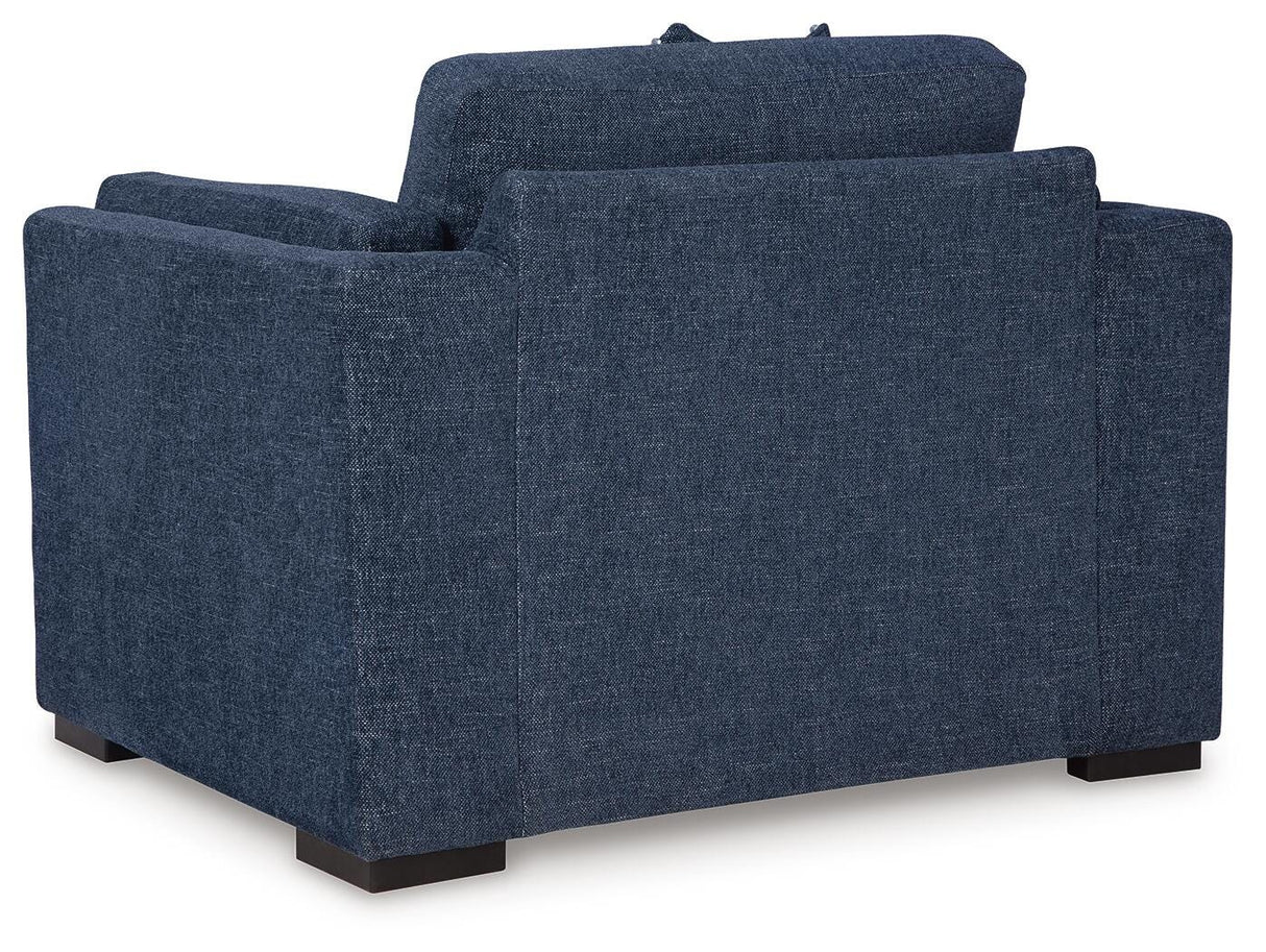 Evansley Chair and Ottoman in Navy from Ashley - Luna Furniture