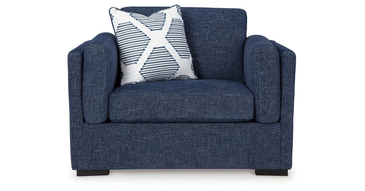 Evansley Chair and Ottoman in Navy from Ashley Furniture - Luna Furniture