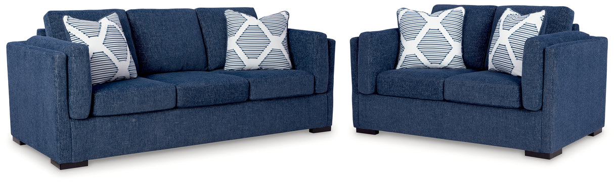 Evansley Sofa and Loveseat in Navy from Ashley - Luna Furniture