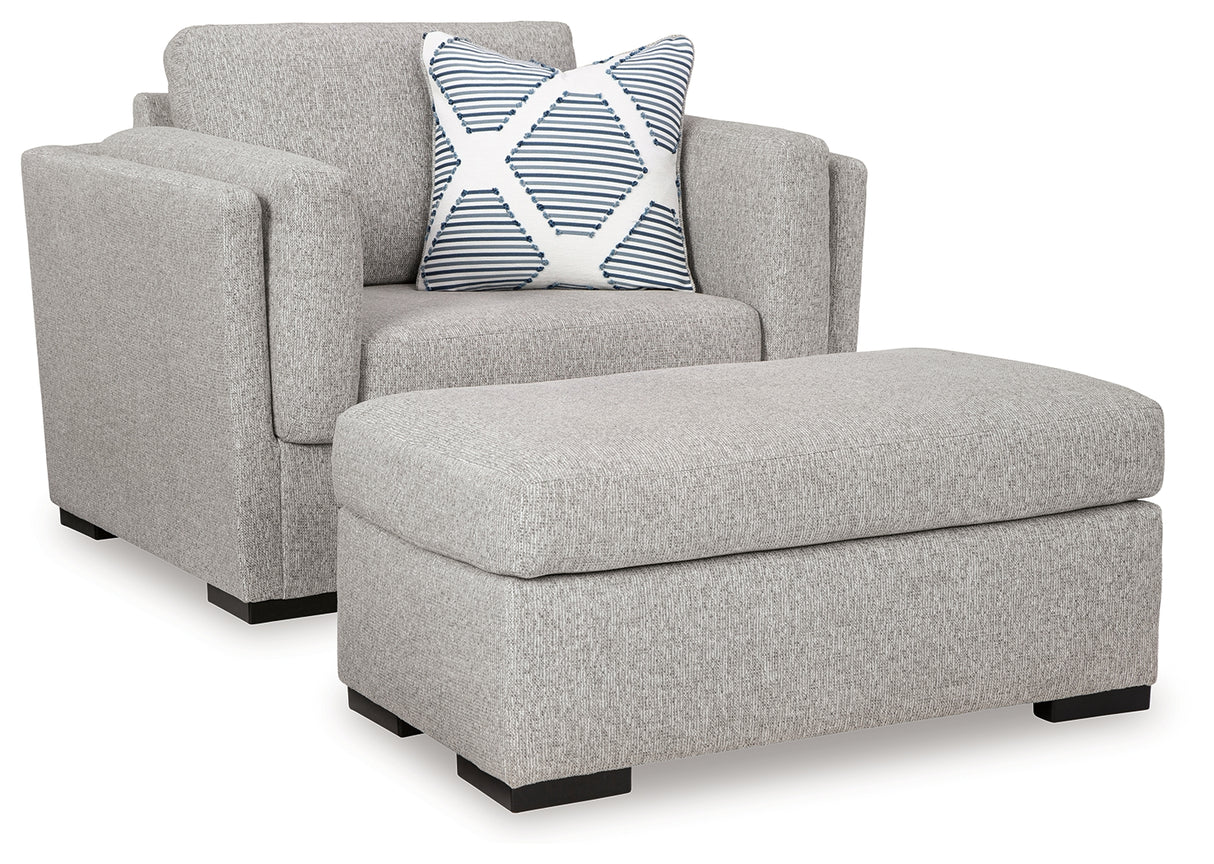 Evansley Pewter Chair and Ottoman from Ashley - Luna Furniture
