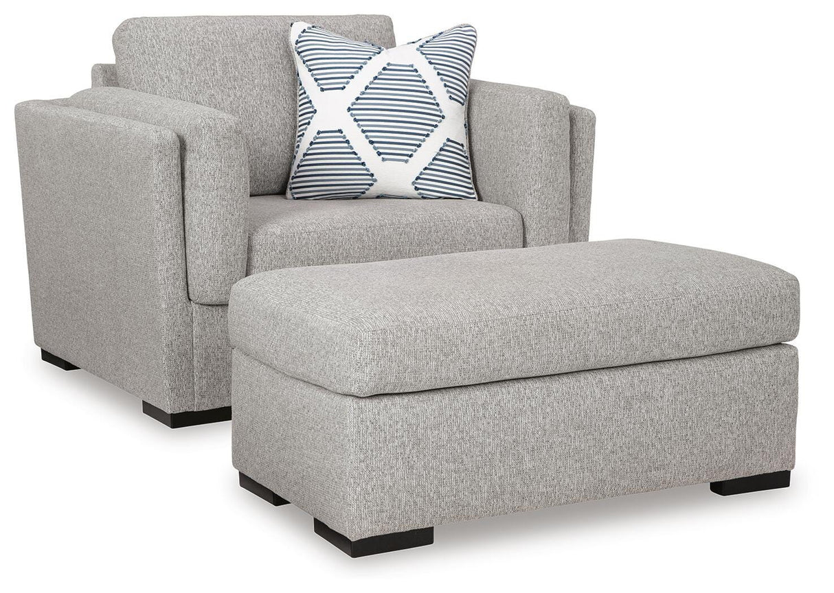 Evansley Pewter Chair and Ottoman from Ashley - Luna Furniture