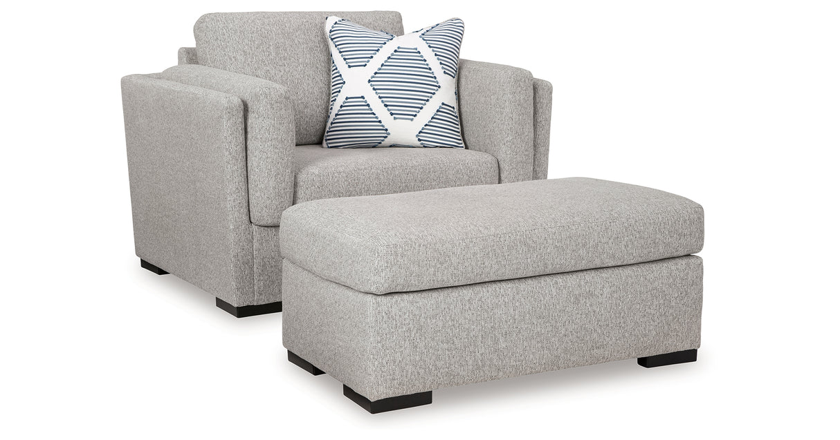 Evansley Chair and Ottoman in Pewter from Ashley Furniture - Luna Furniture