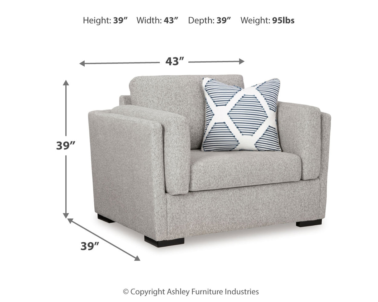 Evansley Pewter Chair and Ottoman from Ashley - Luna Furniture