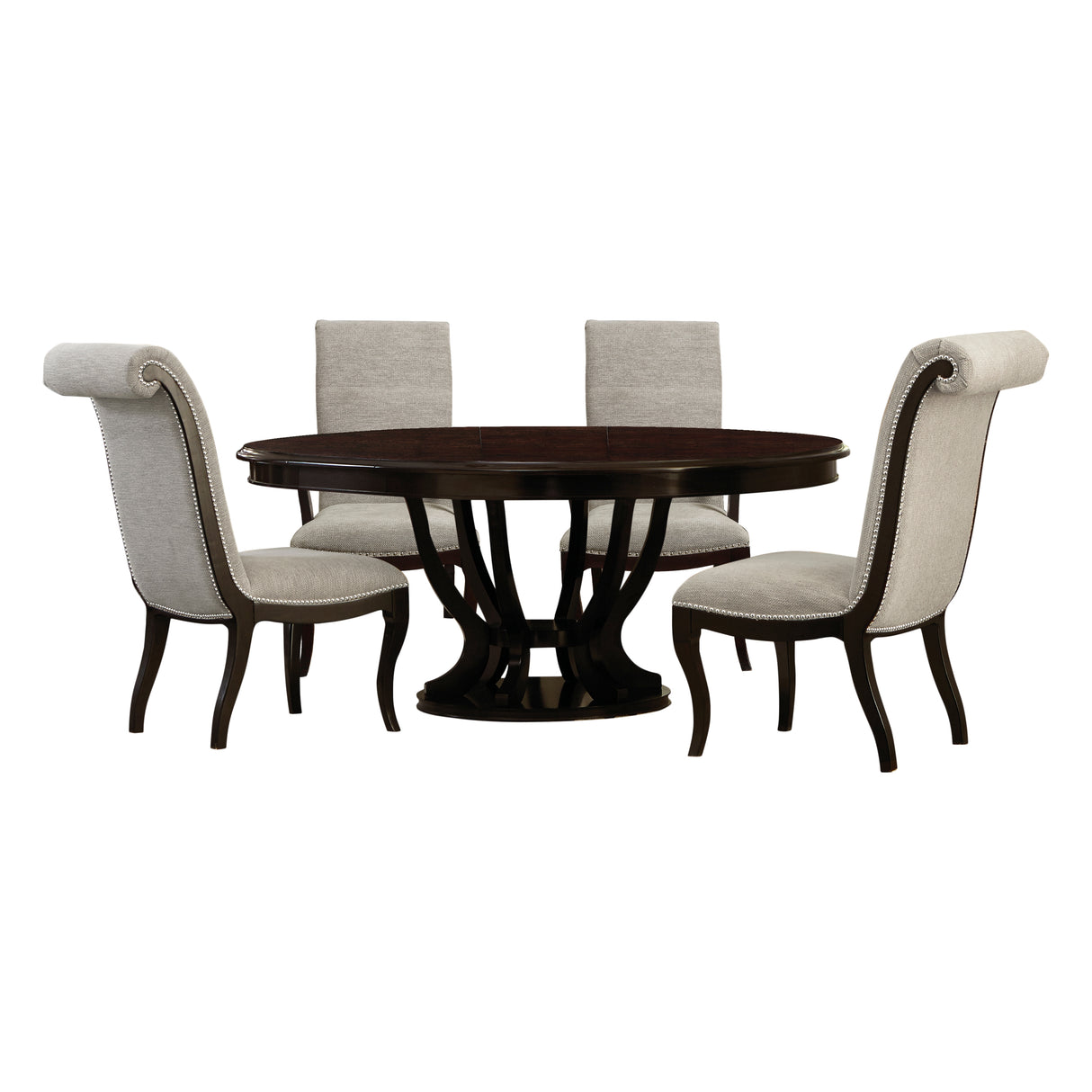 Savion Espresso Round/Oval 5-Piece Dining Set from Homelegance - Luna Furniture