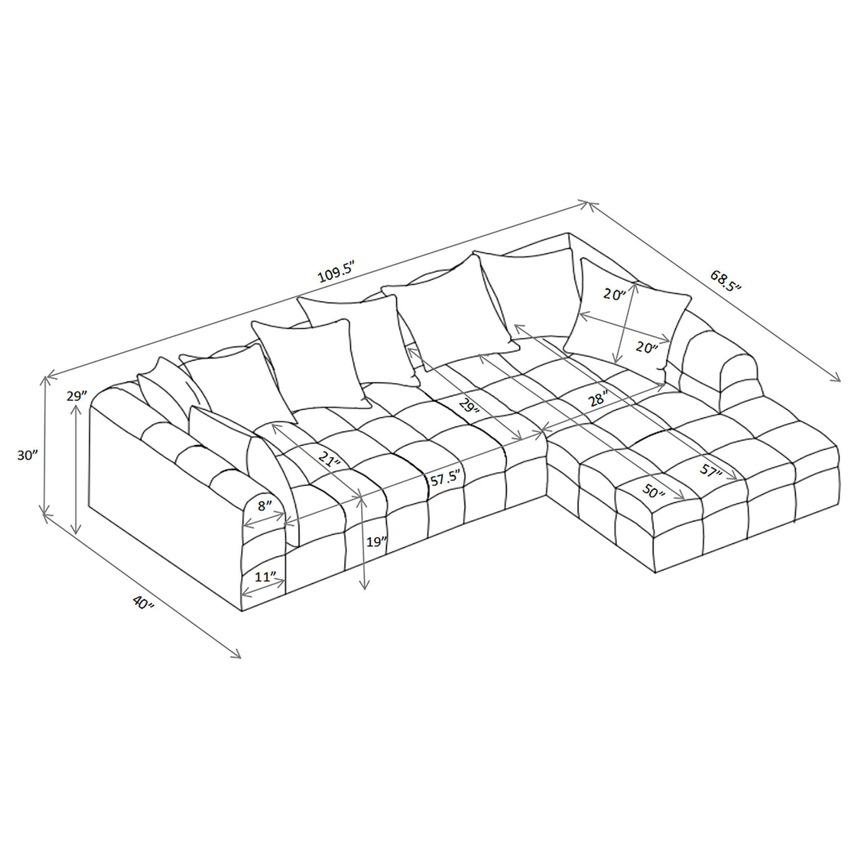 Amara Ivory 2-Piece Upholstered Sectional Sofa from Coaster - Luna Furniture