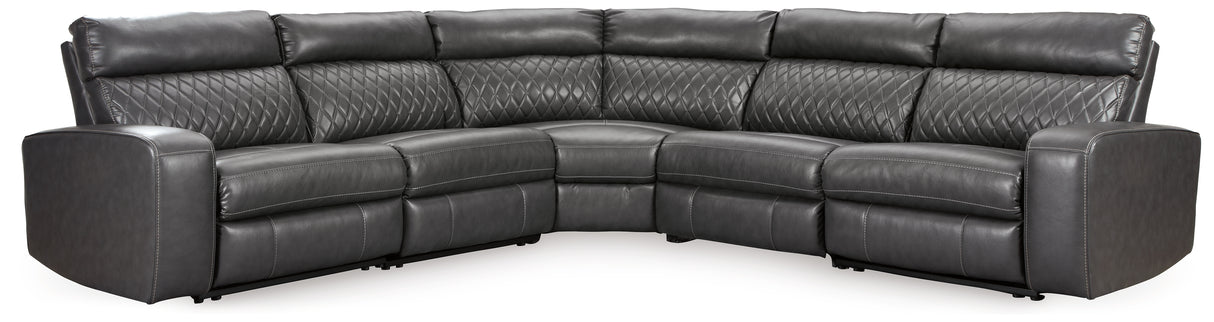 Samperstone Gray 5-Piece Power Reclining Sectional from Ashley Furniture - Luna Furniture