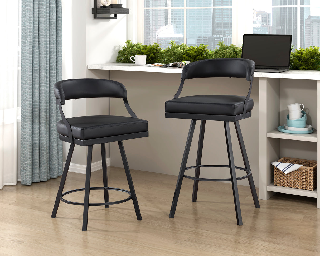 Crowley Black Swivel Counter Height Chair, Set of 2 from Homelegance - Luna Furniture