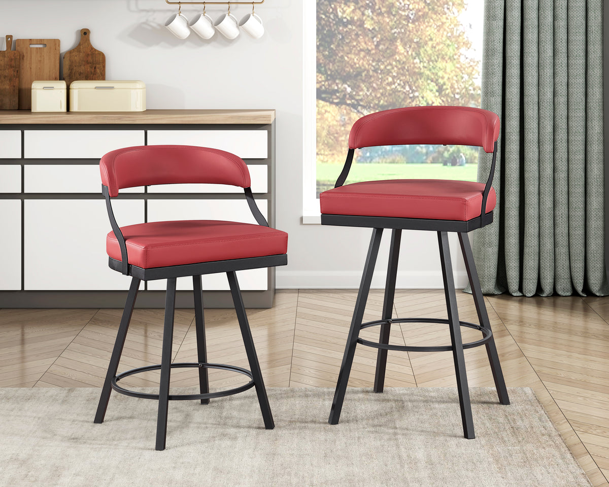 Crowley Red Swivel Pub Height Chair, Set of 2 from Homelegance - Luna Furniture