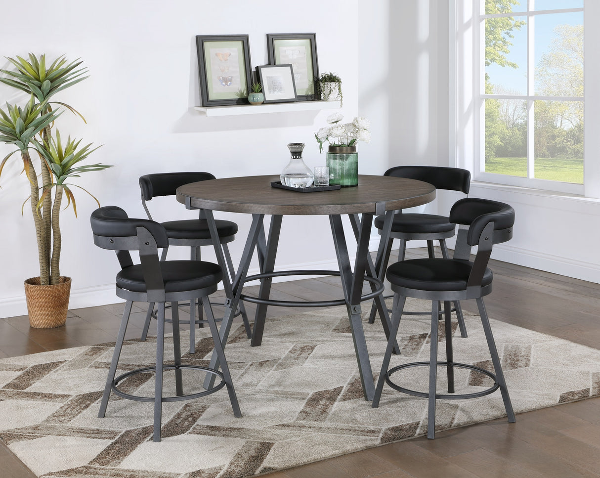 Appert Black/Dark Gray Swivel Pub Height Chair, Set of 2 from Homelegance - Luna Furniture