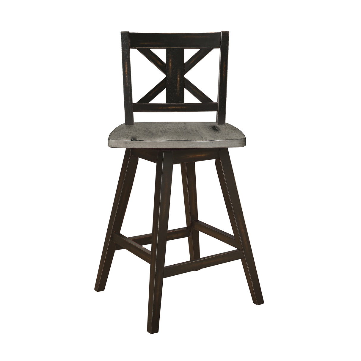 Amsonia Gray/Black X-Back Swivel Counter Height Chair, Set of 2 from Homelegance - Luna Furniture