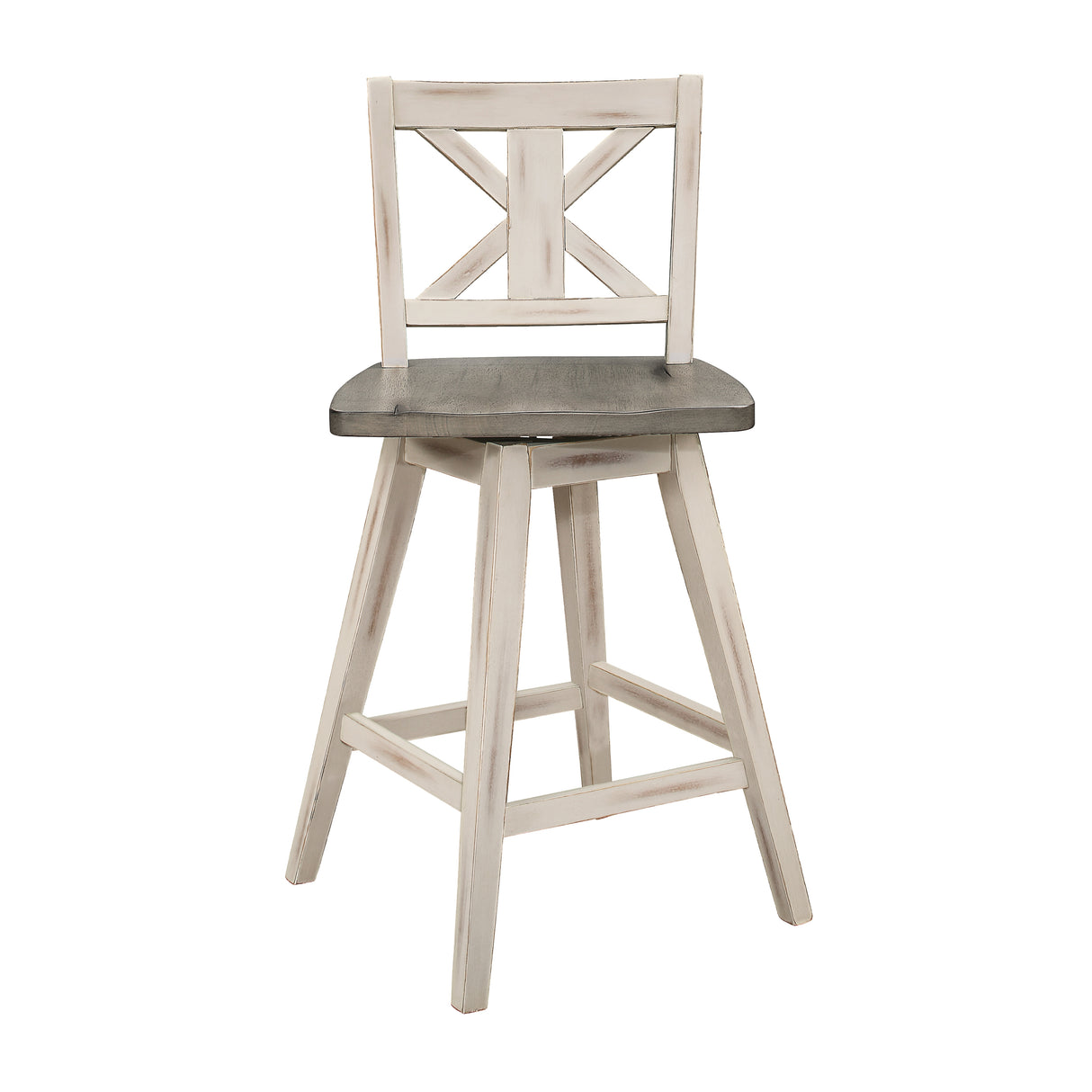 Amsonia Gray/White X-Back Swivel Counter Height Chair, Set of 2 from Homelegance - Luna Furniture