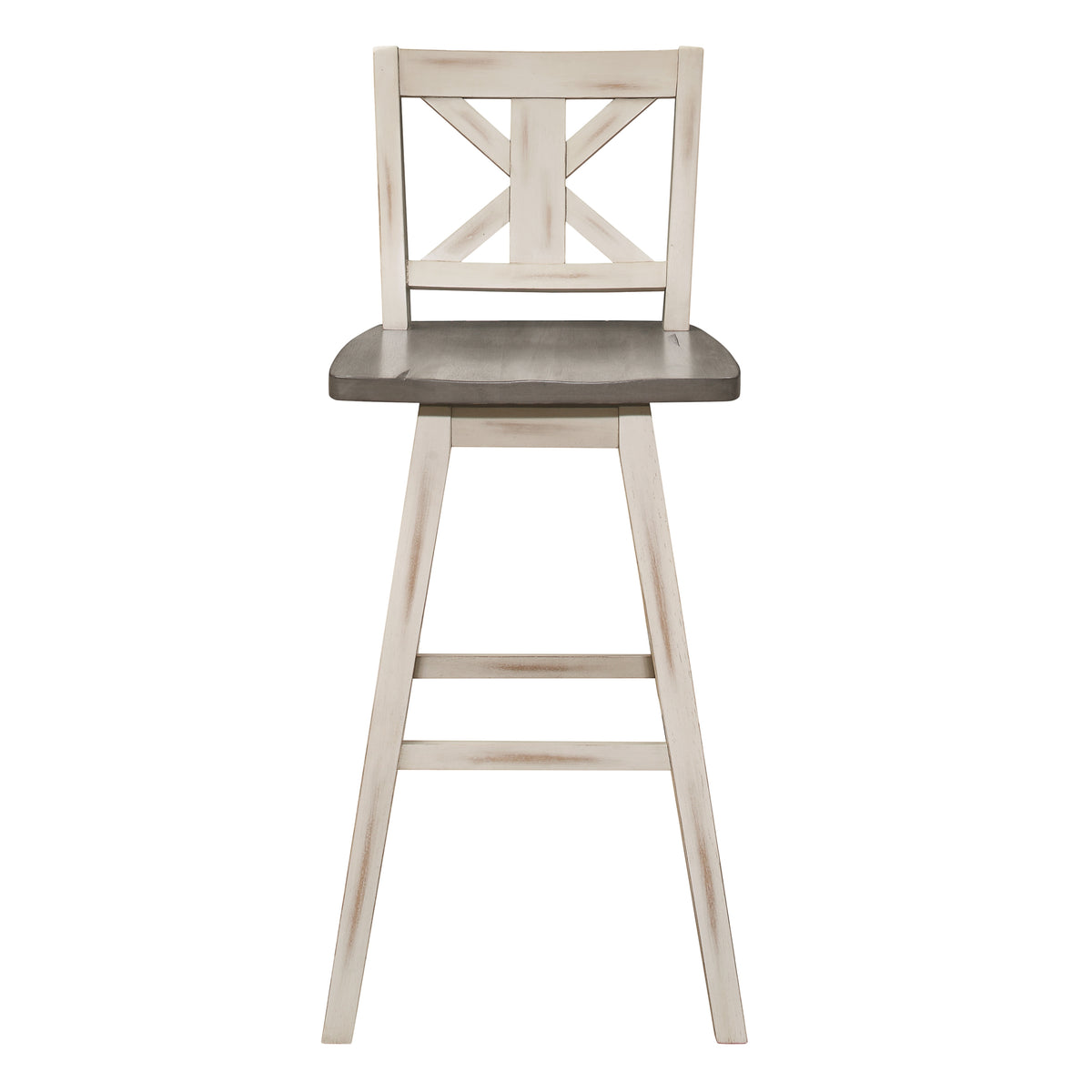 Amsonia Gray/White X-Back Swivel Pub Height Chairs, Set of 2 from Homelegance - Luna Furniture