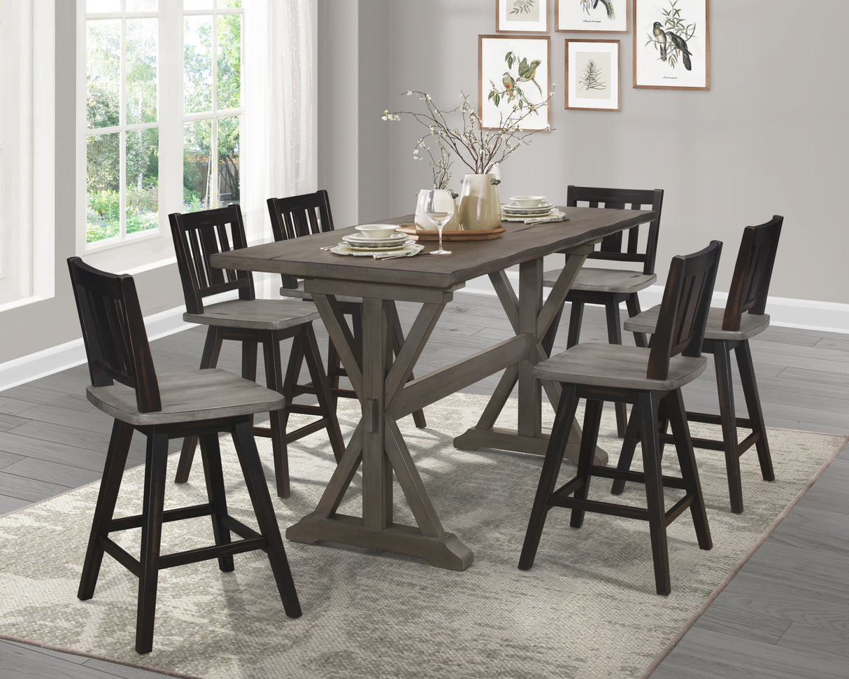 Amsonia Gray/Black Divided X-Back Swivel Counter Height Chairs, Set of 2 from Homelegance - Luna Furniture