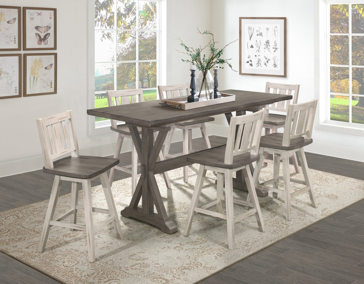 Amsonia Gray/White X-Back Swivel Counter Height Chair, Set of 2 from Homelegance - Luna Furniture