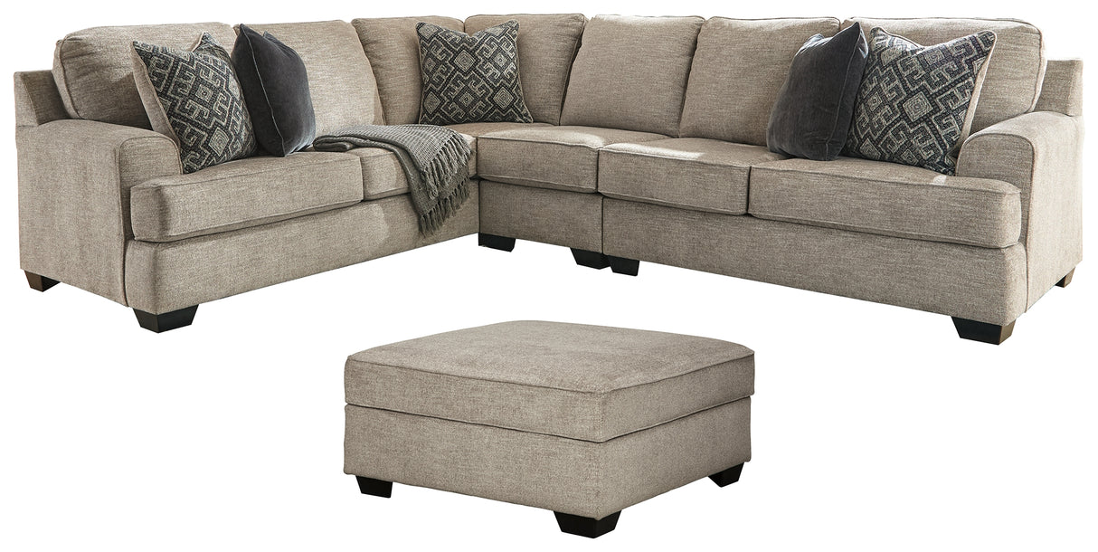Bovarian 3-Piece Sectional with Ottoman in Stone from Ashley Furniture - Luna Furniture