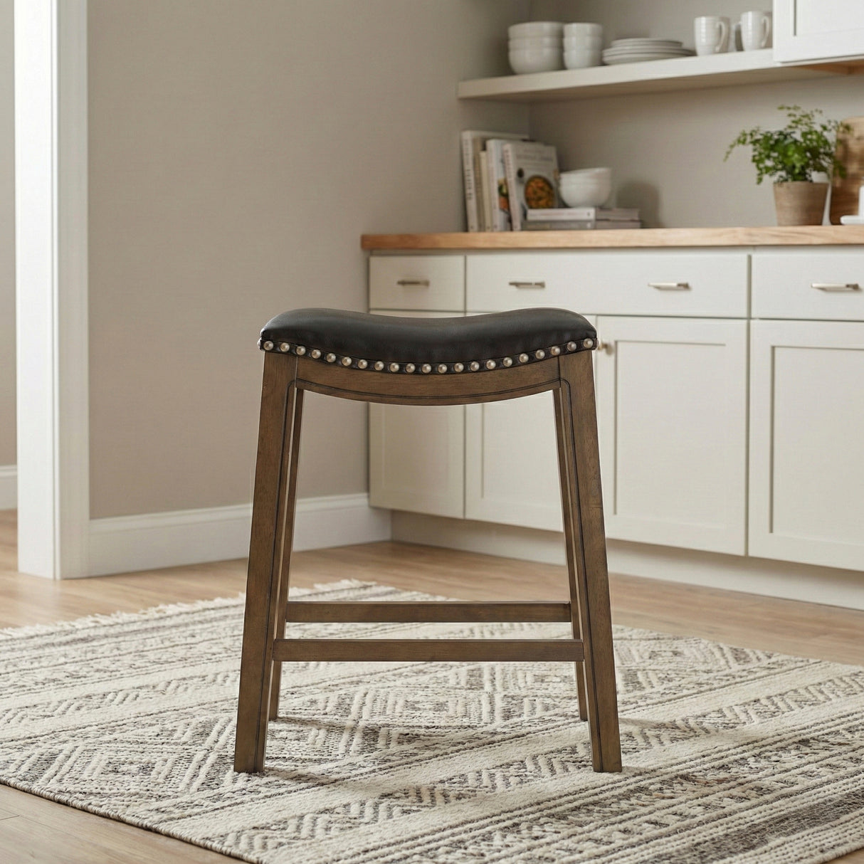Ordway Black/Brown Counter Height Stool, Black from Homelegance - Luna Furniture